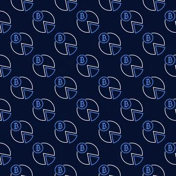 Bitcoin Pie Chart vector Crypto Currency seamless pattern in thin line style 스톡 일러스트