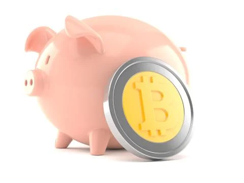 Bitcoin with piggy bank Stock Illustration