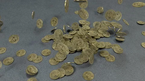 Bitcoin-pile Stock Footage 142075237