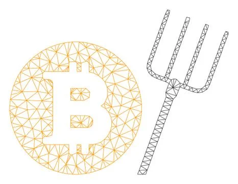 Bitcoin Pitchfork Vector Mesh Carcass Model Illustrazione stock