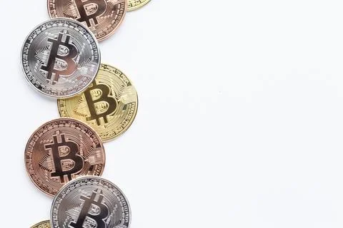 Bitcoin plain background with copy space. High quality photo Stock Photos