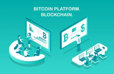 Bitcoin Platform Blockchain Vector Illustration Stock Illustration