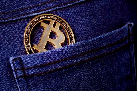 Bitcoin in the pocket Stock Photos