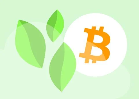 Bitcoin Pollution - Energy Usage and Environmental Impact. Bitcoin mining carbon Stock Illustration