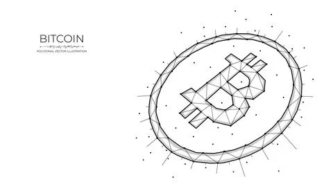 Bitcoin polygonal vector illustration on a white background. Cryptocurrency l Stock Illustration