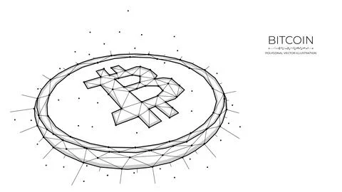 Bitcoin polygonal vector illustration on a white background. Cryptocurrency l Stock Illustration