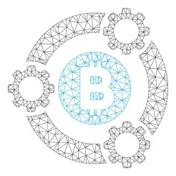 Bitcoin Pool Collaboration Vector Mesh Wire Frame Model Stock Illustration