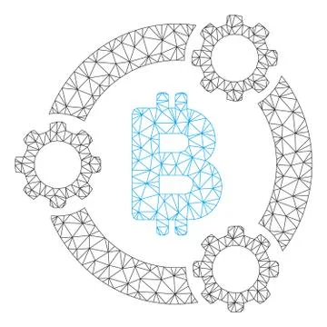 Bitcoin Pool Collaboration Vector Mesh 2D Model Illustrazione stock