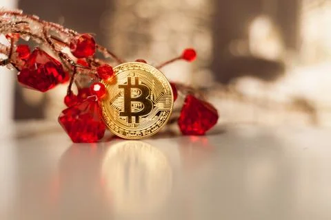 Bitcoin with precious stones ruby Foto stock