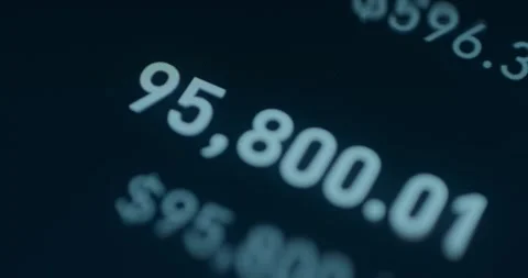 Bitcoin price almost reaching 100 thousands USD, the level of price decline over Video stock 310056906
