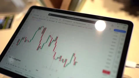 Bitcoin price chart on digital exchange, cryptocurrency price prediction. Stock Footage 244320727