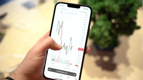 Bitcoin price chart on digital exchange, cryptocurrency price action prediction. Stock Footage 244320735