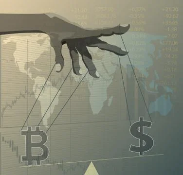 Bitcoin price control concept. Illustrazione stock