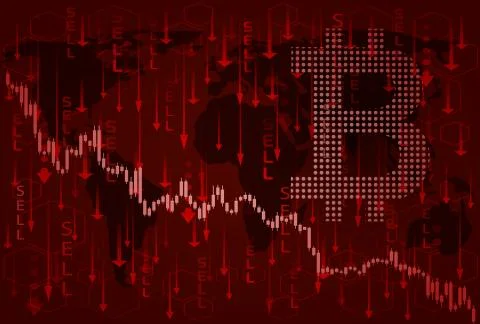 Bitcoin price crash. Stock Illustration
