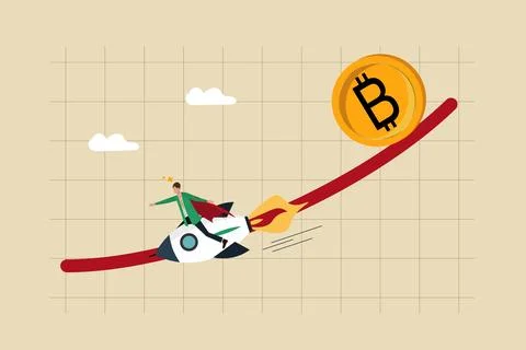Bitcoin price drop, future of crypto currency price or vision to see cryptocurre Stock Illustration