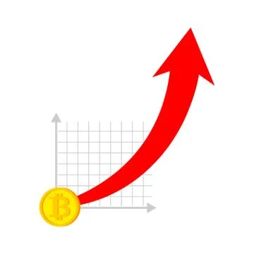 Bitcoin price increase. Dynamics of course is crypto currency. Rise of price  Stock Illustration
