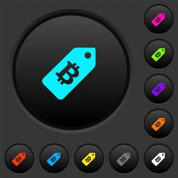 Bitcoin price label dark push buttons with color icons Stock Illustration