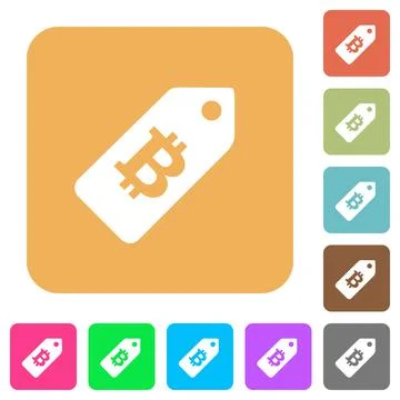 Bitcoin price label rounded square flat icons Stock Illustration