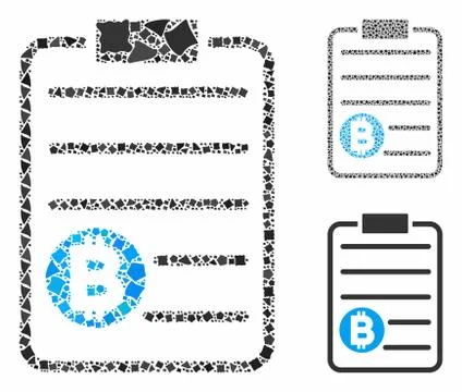 Bitcoin price list Composition Icon of Irregular Parts Illustrazione stock