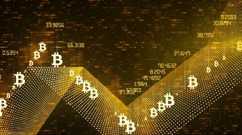 Bitcoin price stock chart data analyzing in exchange stock market Illustrazione stock