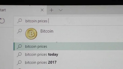 BITCOIN PRICES - SEARCH ENGINE TYPOGRAPHY Stock Footage 83229136