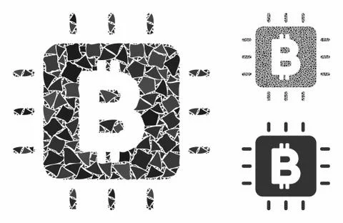 Bitcoin processor chip Composition Icon of Tremulant Parts 스톡 일러스트