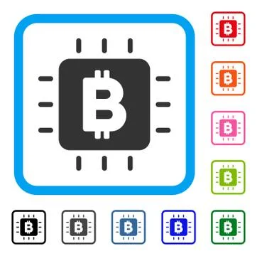 Bitcoin Processor Chip Framed Icon Stockillustratie