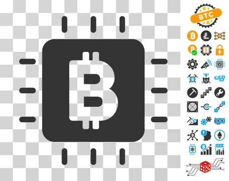 Bitcoin Processor Chip Icon with Bonus Illustrazione stock