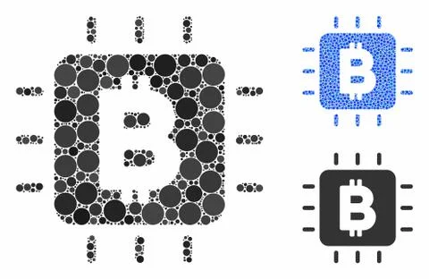 Bitcoin Processor Chip Mosaic Icon of Round Dots イラスト素材