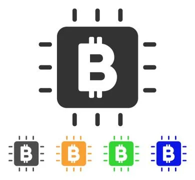Bitcoin Processor Chip Vector Icon Stock Illustration