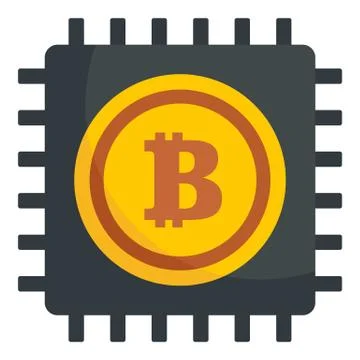 Bitcoin processor icon, flat style 스톡 일러스트