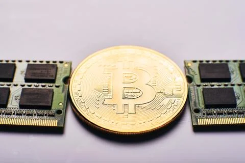 Bitcoin on a processor Foto stock