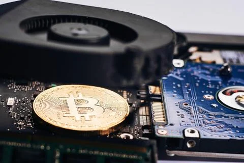 Bitcoin on a processor Foto stock