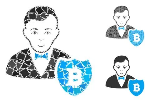 Bitcoin protector Composition Icon of Rugged Elements Stock Illustration