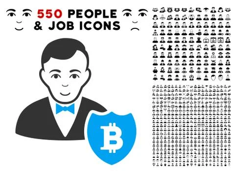 Bitcoin Protector Icon with Bonus Illustrazione stock