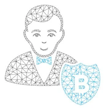Bitcoin Protector Vector Mesh Carcass Model 스톡 일러스트
