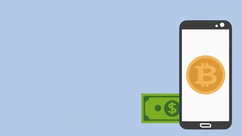 Bitcoin Purchase by mobile application Stock Footage 278131354