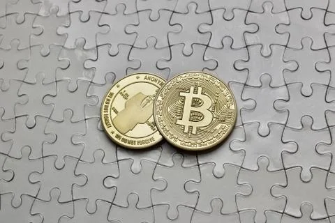 Bitcoin on puzzles Stock Photos