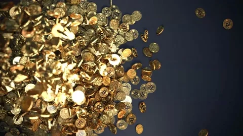 BITCOIN RAIN 3D ANIMATION Stock Footage 211044124