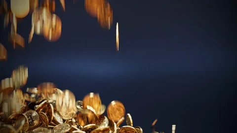 BITCOIN RAIN 3D ANIMATION Video stock 211044125