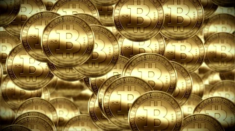 Bitcoin rain, Gold coins fallin down. Stock Footage 49638356