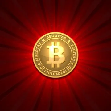 Bitcoin on red background Иллюстрация