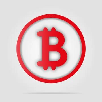Bitcoin red icon with soft shadow Иллюстрация