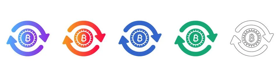 Bitcoin Refresh Cycle Icon Set Illustrazione stock