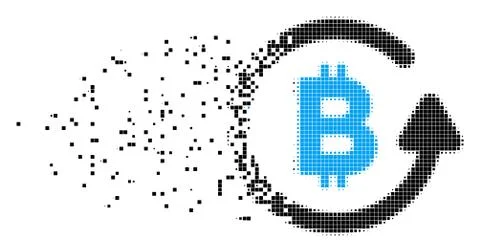 Bitcoin Refund Destructed Pixel Icon 스톡 일러스트