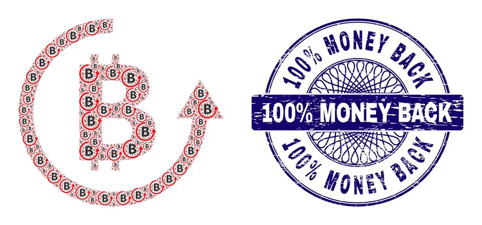 Bitcoin Refund Recursion Collage of Bitcoin Refund Icons and Distress 100 Stock Illustration