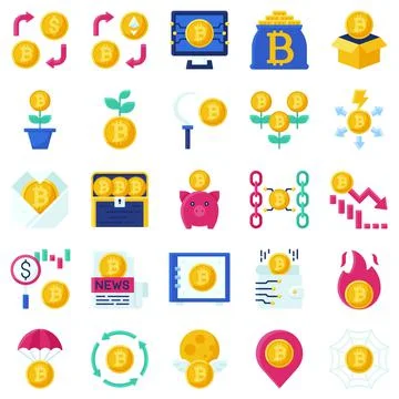 Bitcoin related flat icon set 2 vector illustration Ilustración de archivo