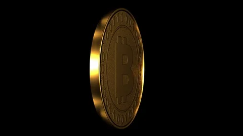 Bitcoin rendered as a gold coin. Loops. Stock Footage 84009349