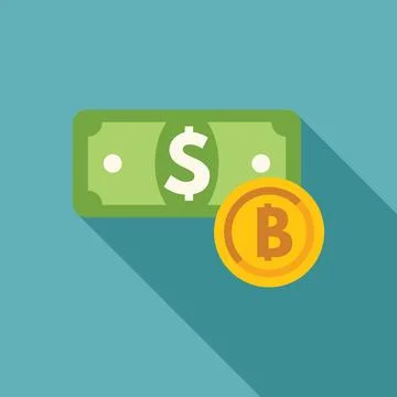 Bitcoin replacing dollar currency concept with gold coin and banknote 스톡 일러스트
