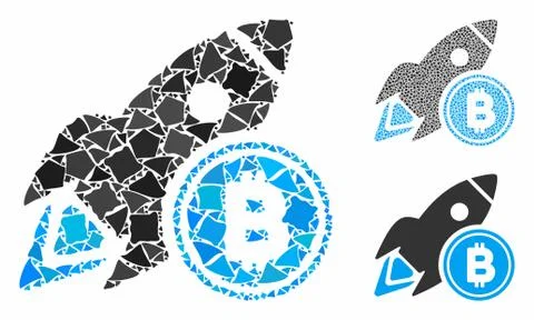 Bitcoin rocket Composition Icon of Humpy Elements Stock Illustration
